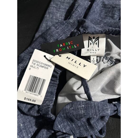 NEW Milly Minis Chambray Tie Romper. Girls 8. (8A) - Picture 5 of 6